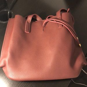 Burgundy bag with matching traveling/makeup bag